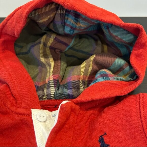 Ralph Lauren Polo Hooded Sweatsuit Romper Red - Picture 3 of 6